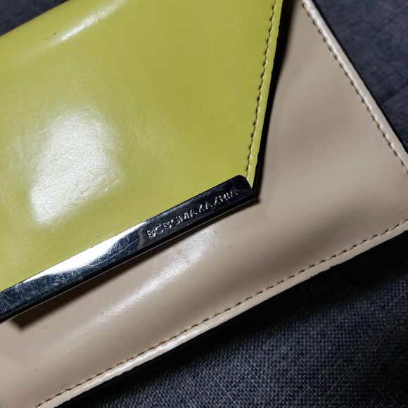 BCBGMaxazria Yellow Tan Wallet Wristlet Phone Case Polyurethane AS IS - Picture 3 of 8